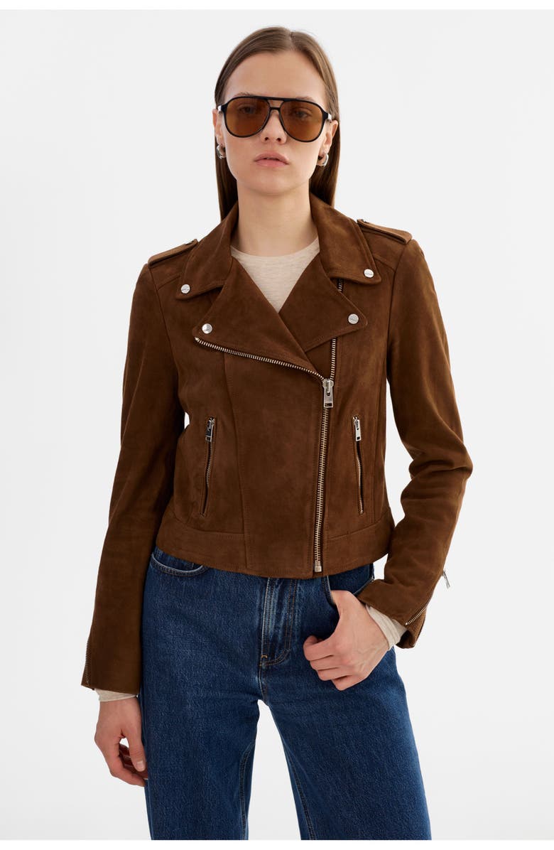 LAMARQUE Donna S | Suede Biker Jacket, Alternate, color, Brown