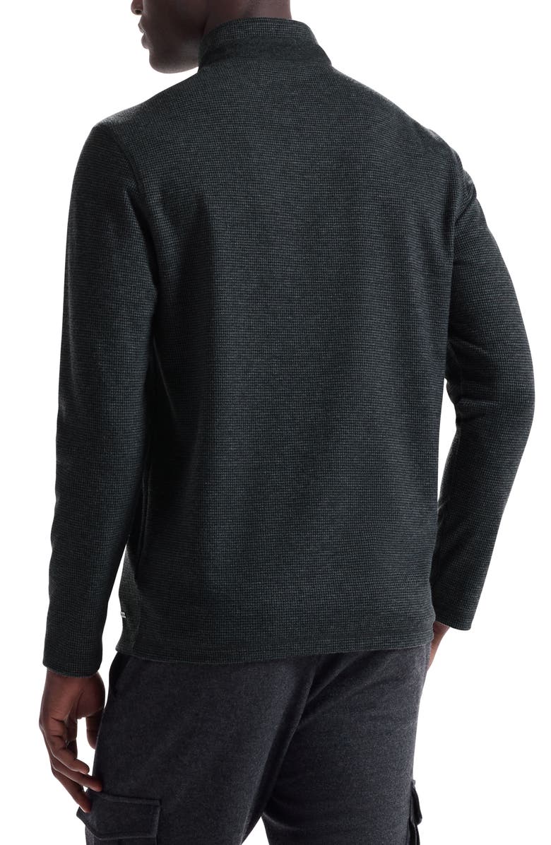 Bugatchi Houndstooth Patern Quarter Zip Top, Alternate, color, Black