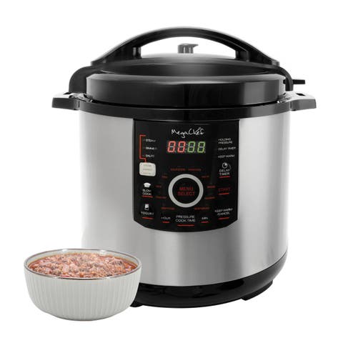 12 Quart Steel Digital Pressure Cooker with 15 Presets and Glass Lid