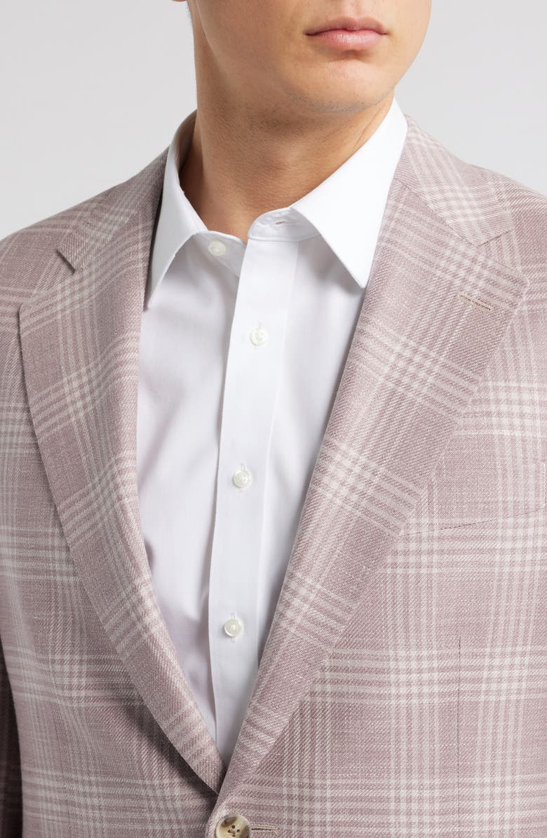 Peter Millar Hyperlight Soft Plaid Wool & Silk Blend Sport Coat, Alternate, color, Pink