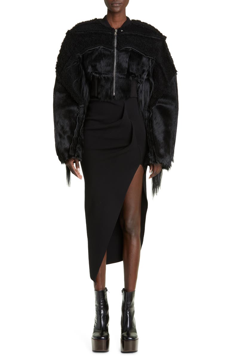 Rick Owens Gathered Asymmetric Maxi Skirt, Alternate, color, 