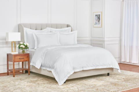 Whitaker Dove White 100% Cotton Queen Bed Duvet Cover