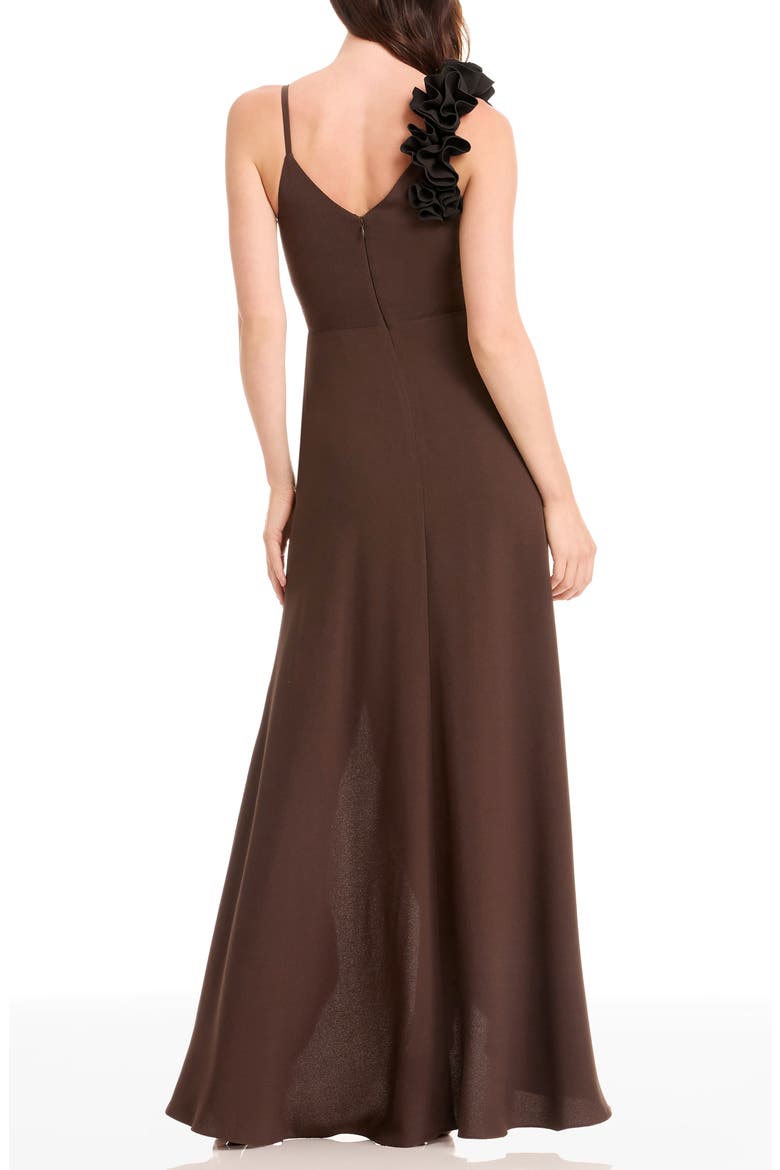 Camelia Ruffle Detail Gown, Alternate, color, MOCHA-BLACK