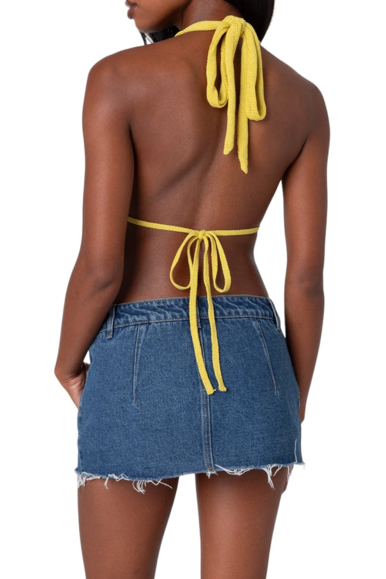 Caraway Split Front Open Back Rib Halter Top, Alternate, color, GREEN