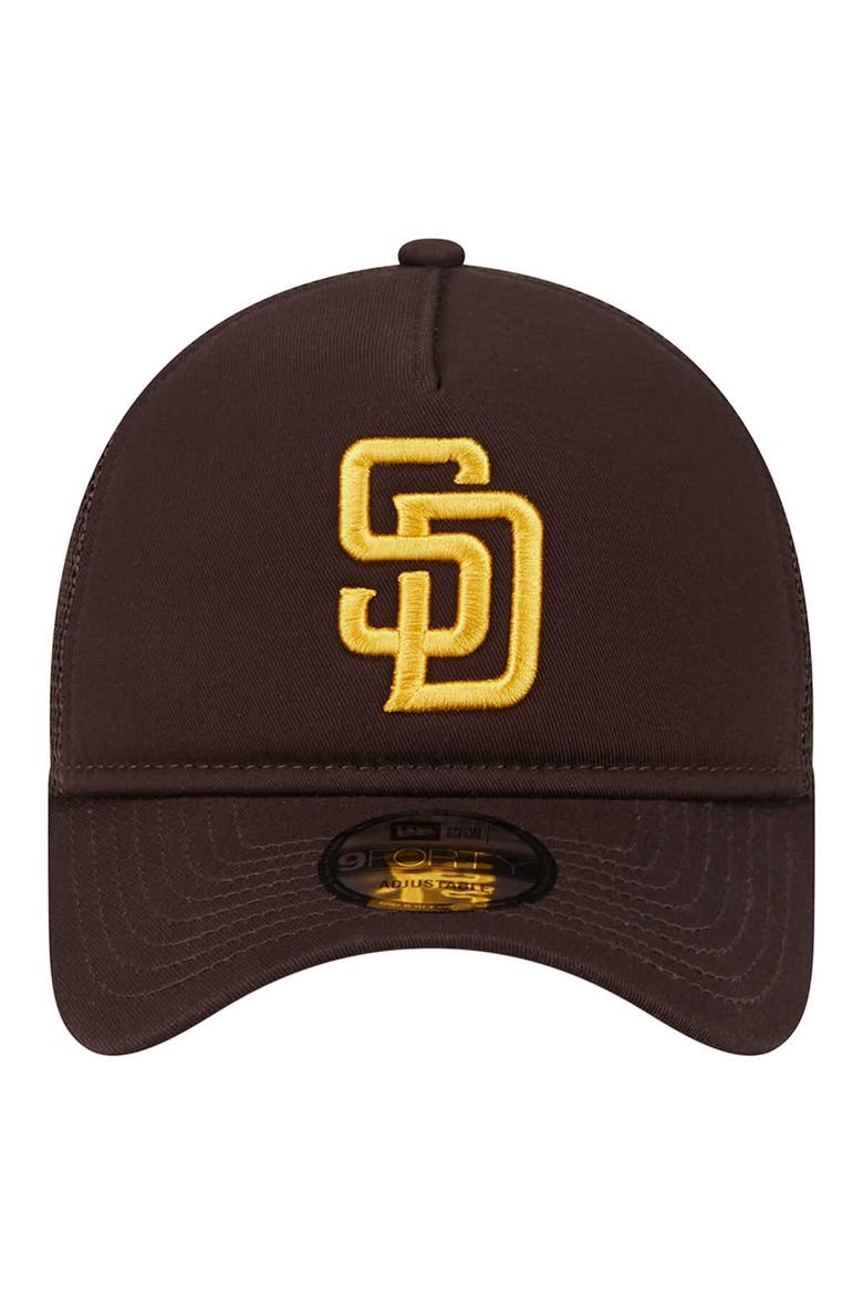 Men's New Era Brown San Diego Padres 9FORTY A-Frame Trucker Adjustable Hat, Alternate, color, Brown