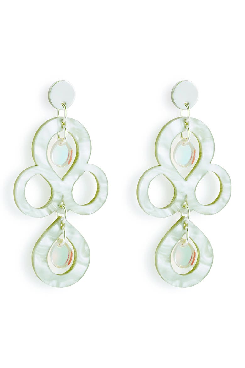 Petite Batik Earrings - Regent Green & Iridescent, Main, color, Regent Green & Iridescent