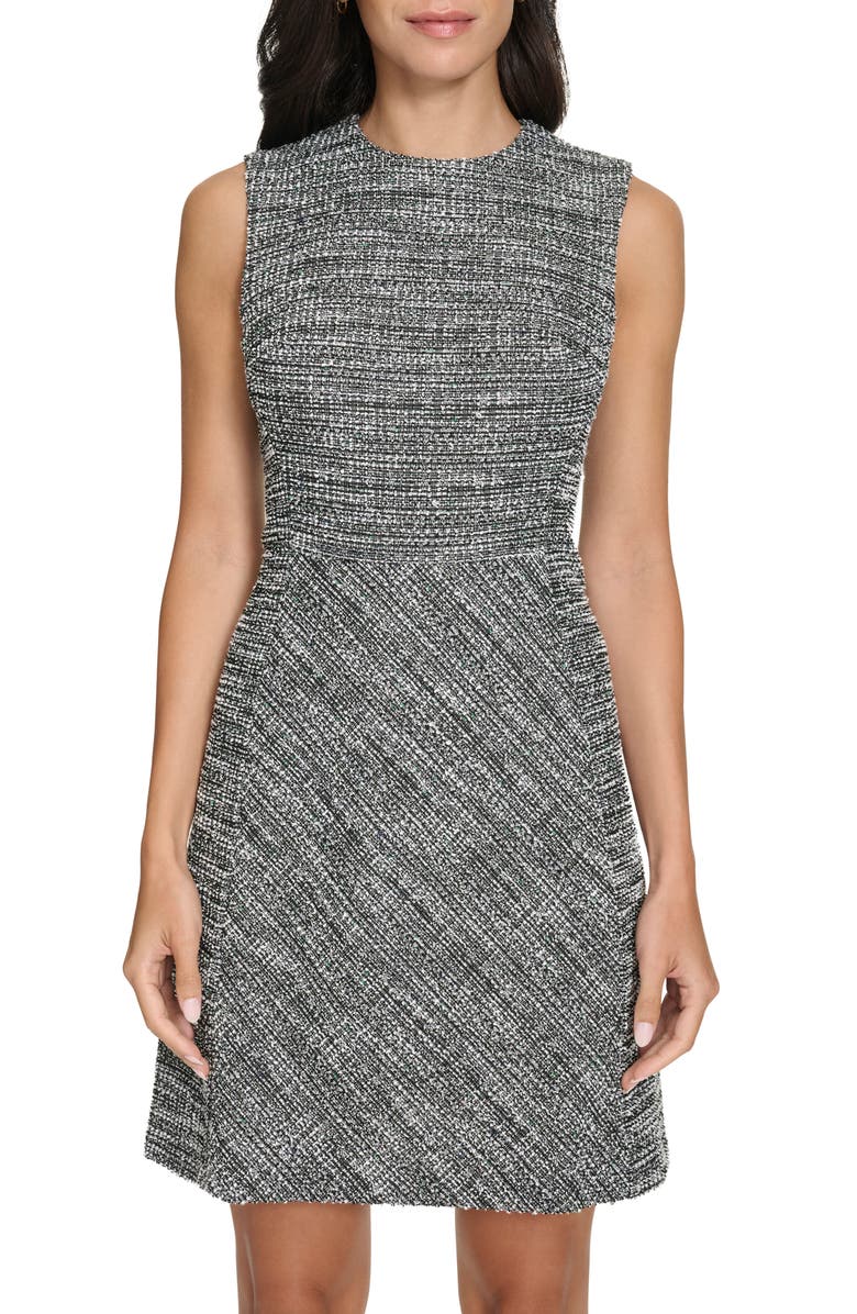 Calvin Klein Sleeveless Bouclé Tweed A-Line Minidress, Alternate, color, 