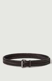 Brunello Cucinelli Stretch braided leather belt with shiny loop