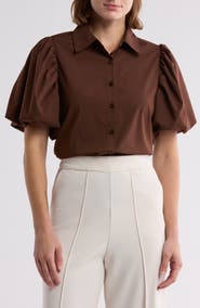 BY DESIGN Abigail Puff Sleeve Button-Up Top