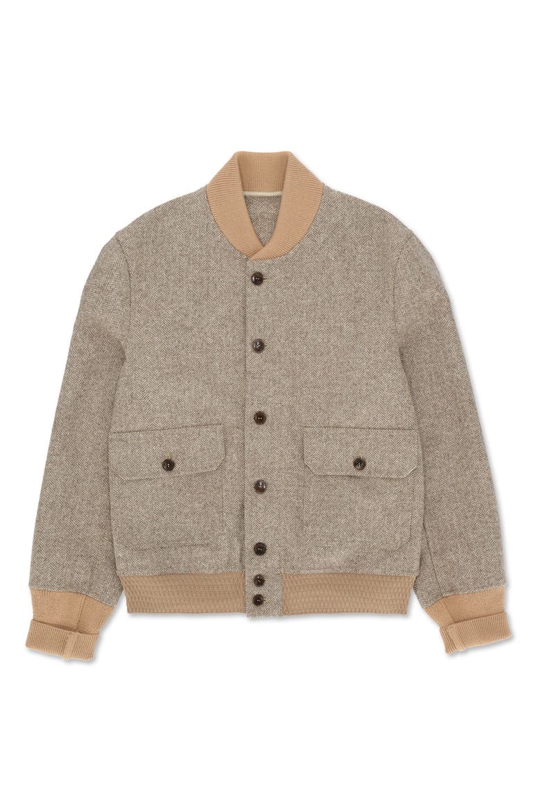 Herringbone Bomber Jacket, Main, color, Beige