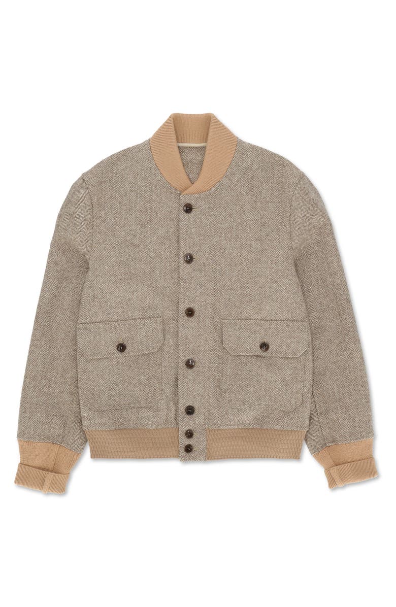 Fortela Herringbone Bomber Jacket, Main, color, Beige