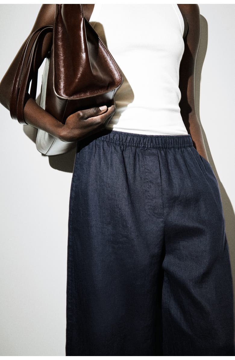 COS Linen Culottes, Alternate, color, Navy