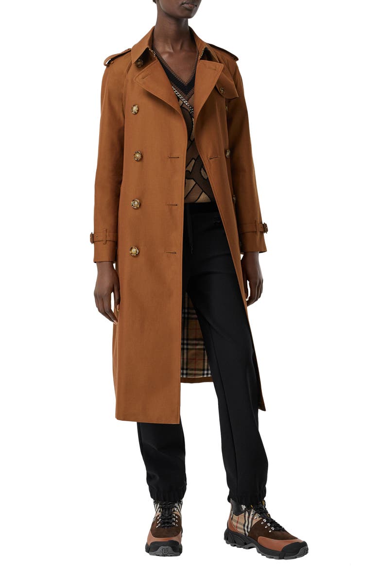 Burberry Waterloo Relaxed Fit Cotton Trench Coat, Alternate, color,