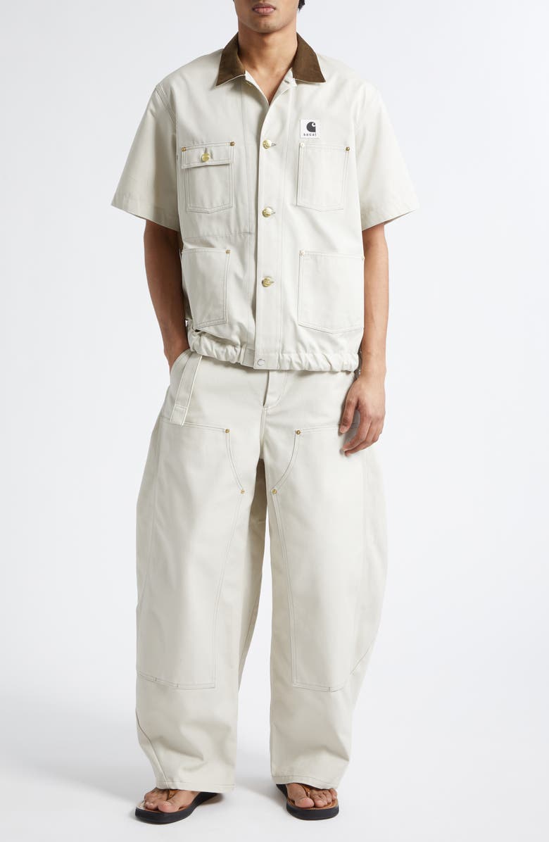 Sacai Carhartt WIP Duck Canvas Carpenter Pants, Alternate, color, Ivory