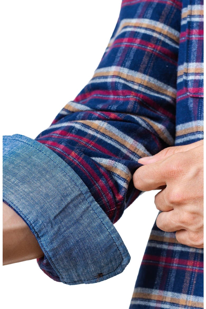 Men's Organic Flannel Double Pocket Shirt, Alternate, color, Navy Autumn Plaid