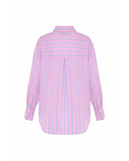 Theo The Label Echo Pearly Shirt In Pink