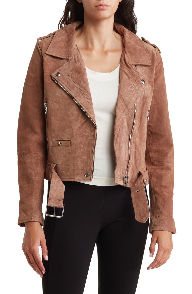 BLANKNYC Morning Suede Moto Jacket, Main, color, 