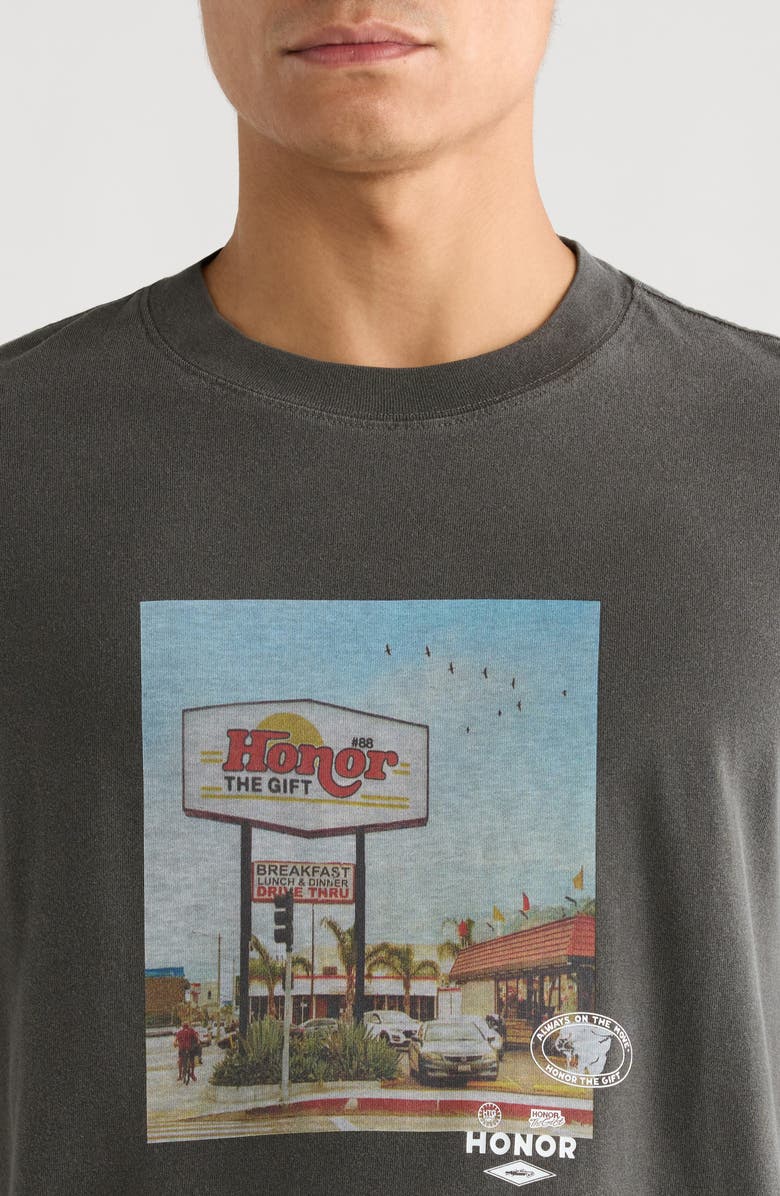 HONOR THE GIFT Dining Cotton Graphic T-Shirt, Alternate, color, Black