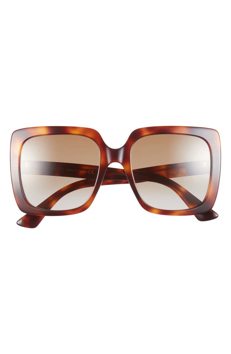 Gucci 54mm Rectangle Sunglasses, Main, color, Havana Havana Brown