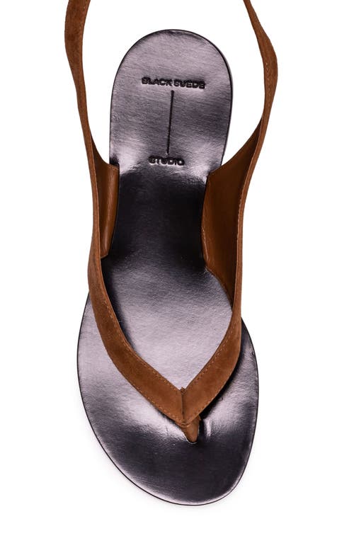 Black Suede Studio Tres Ankle Wrap Sandal In Tobacco Suede