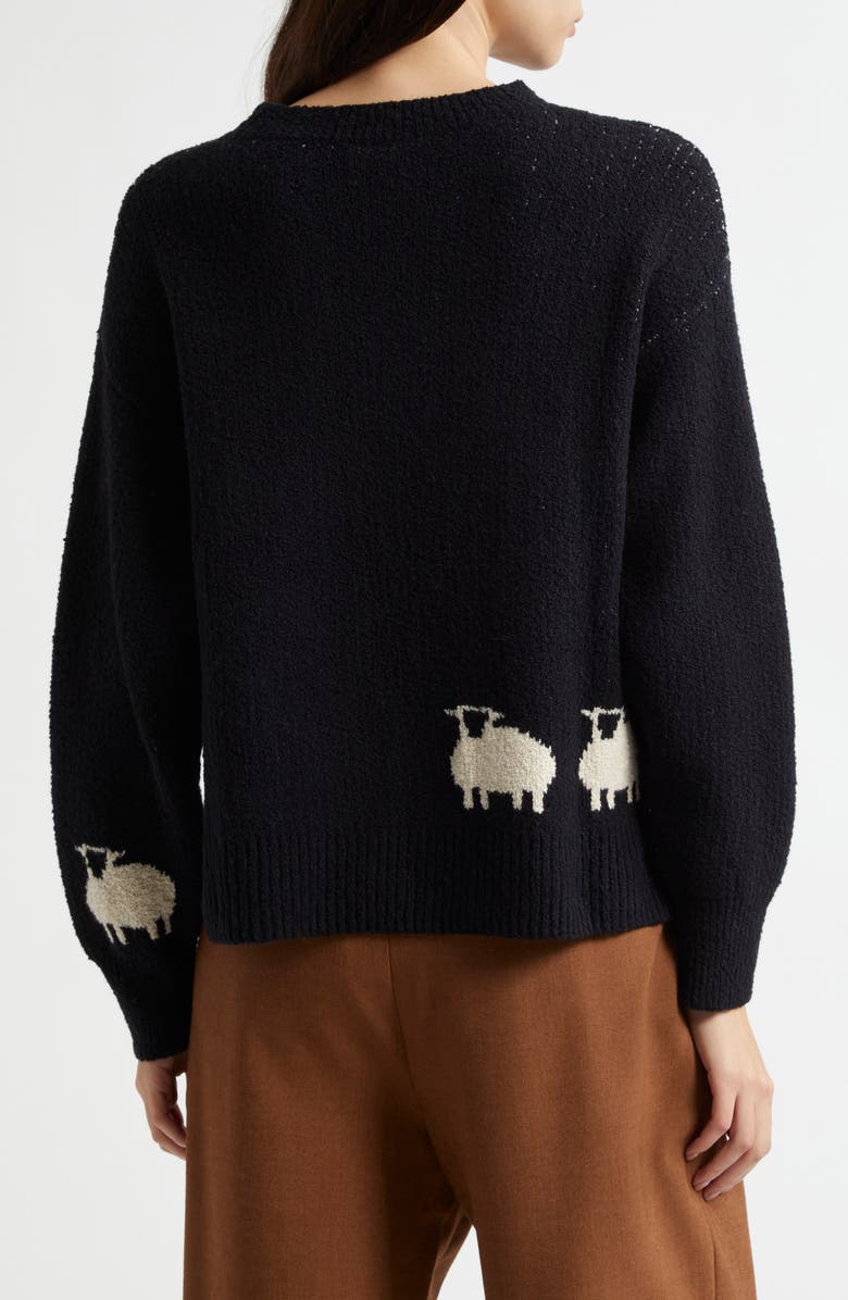 MARGARET O'LEARY Sheep Cotton Blend Crewneck Sweater, Alternate, color,