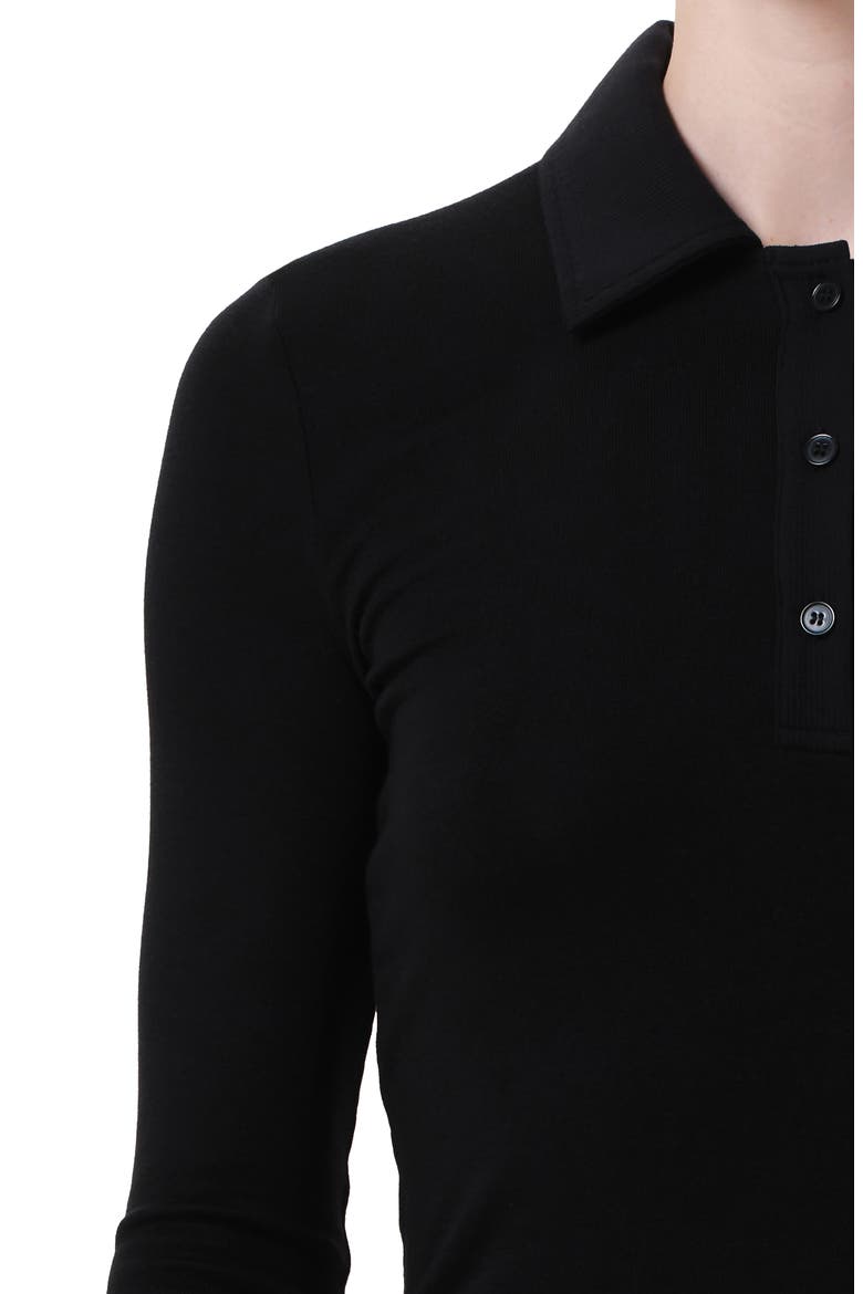Amos Long Sleeve Polo Shirt, Alternate, color, BLACK