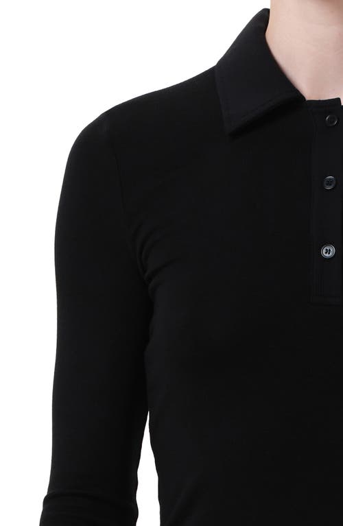 Agolde Amos Long Sleeve Polo Shirt In Black