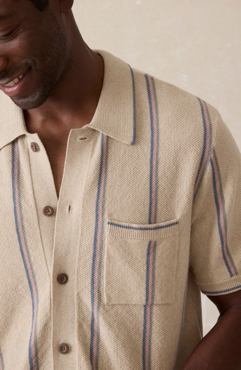 Faherty Stripe Short Sleeve Cardigan, Alternate, color, Summit Creek Stripe