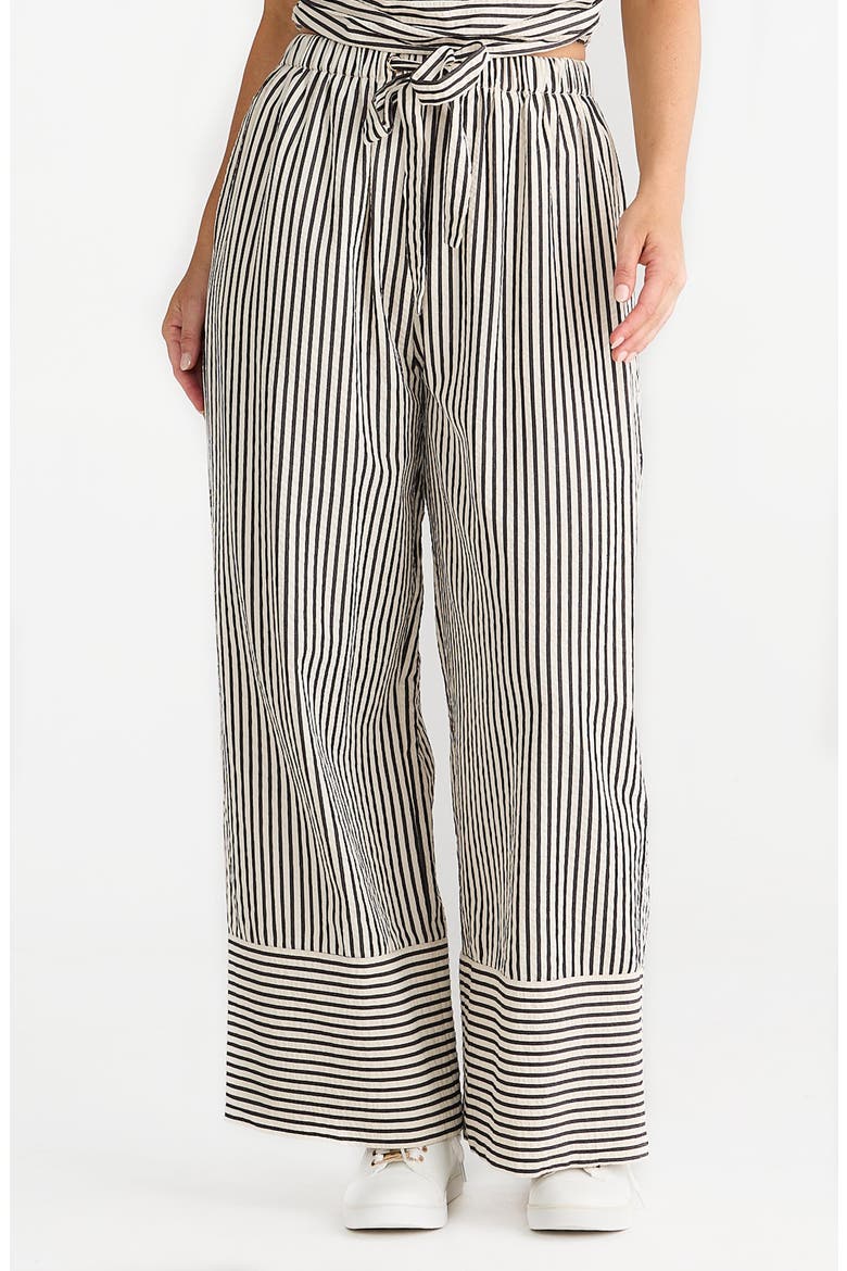 Portia Stripe Drawstring Pants, Alternate, color, WHITE W BLACK STRIPE