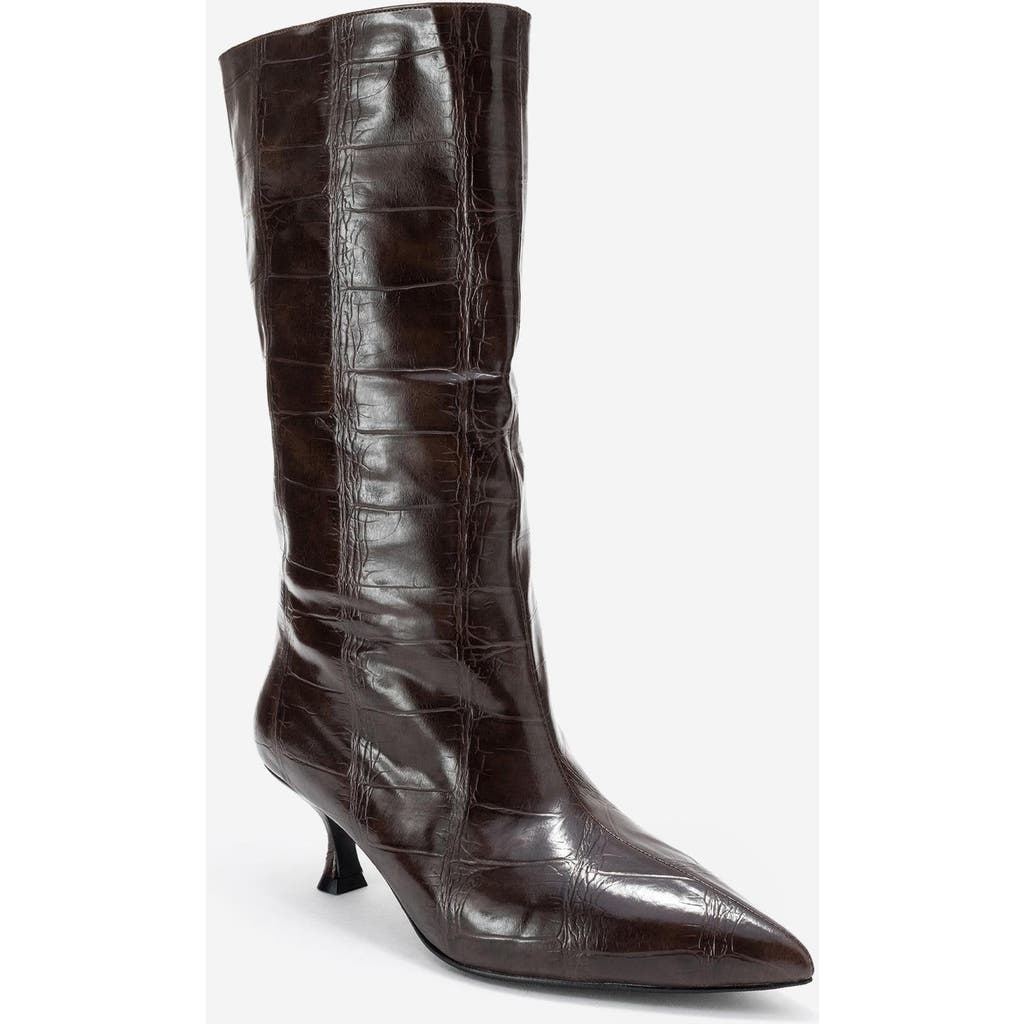 Prologue Shoes Crow Embossed Pointed Toe Boot In Black