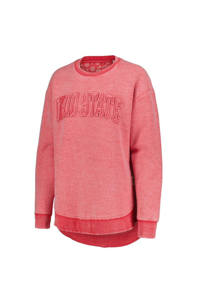 PRESSBOX Women's Pressbox  Scarlet Ohio State Buckeyes Ponchoville Pullover Sweatshirt, Alternate, color, Scarlet