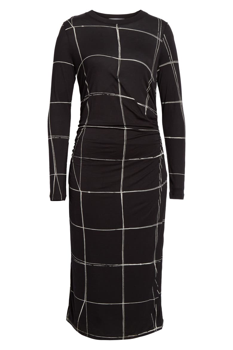 Esetta Windowpane Sheath Dress, Alternate, color, DRAWING LINE BLACK