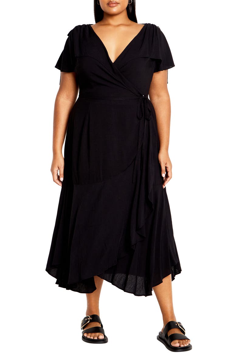 Imogen Wrap Dress, Main, color, BLACK