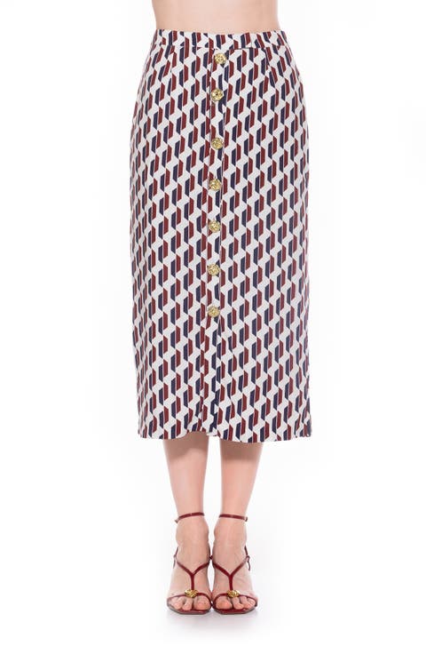 Carla Button Front Midi Skirt