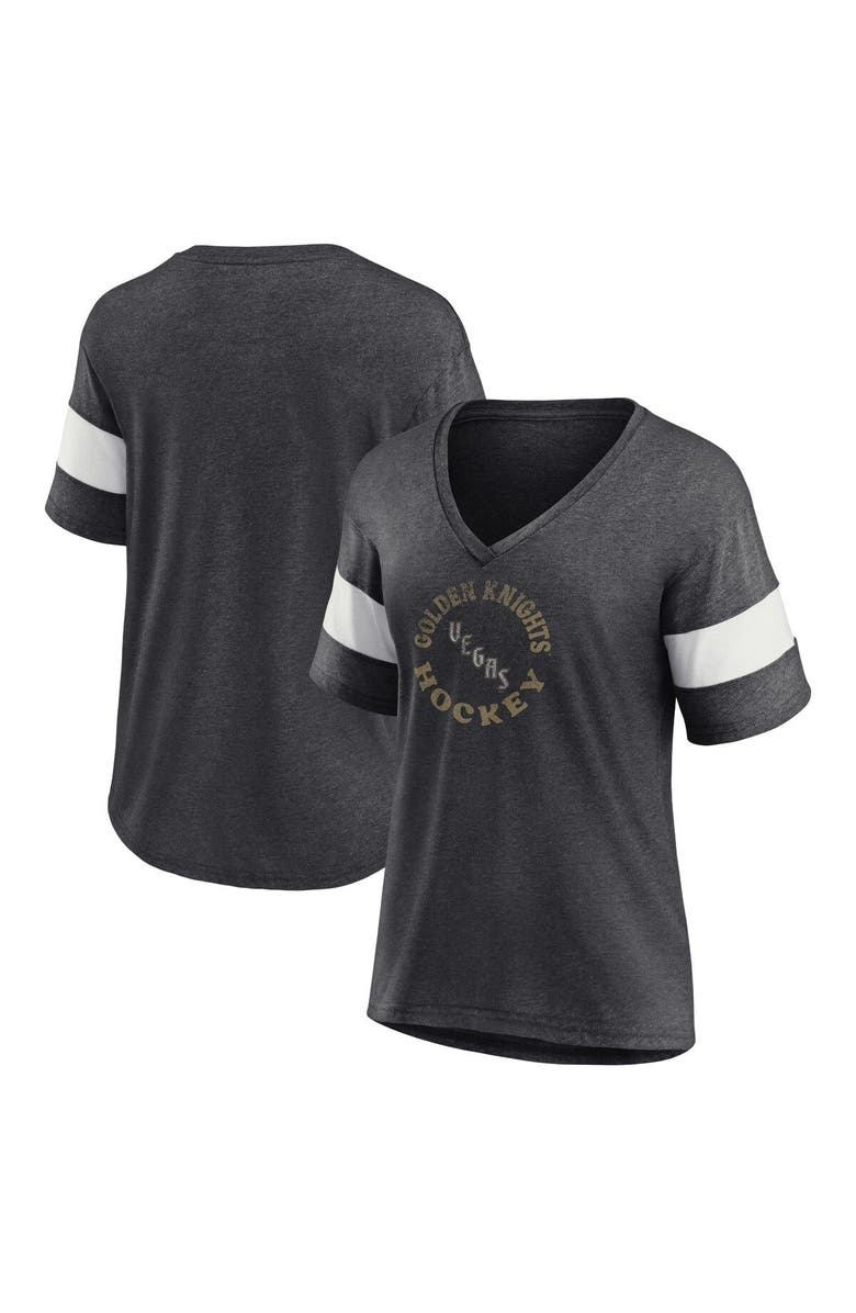 FANATICS Women's Fanatics Branded Heather Charcoal Vegas Golden Knights Special Edition 2.0 Ring The Alarm V-Neck T-Shirt, Main, color, Heather Charcoal