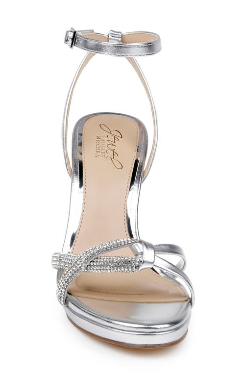 Jewel Badgley Mischka Fila Ankle Strap Platform Sandal In Silver