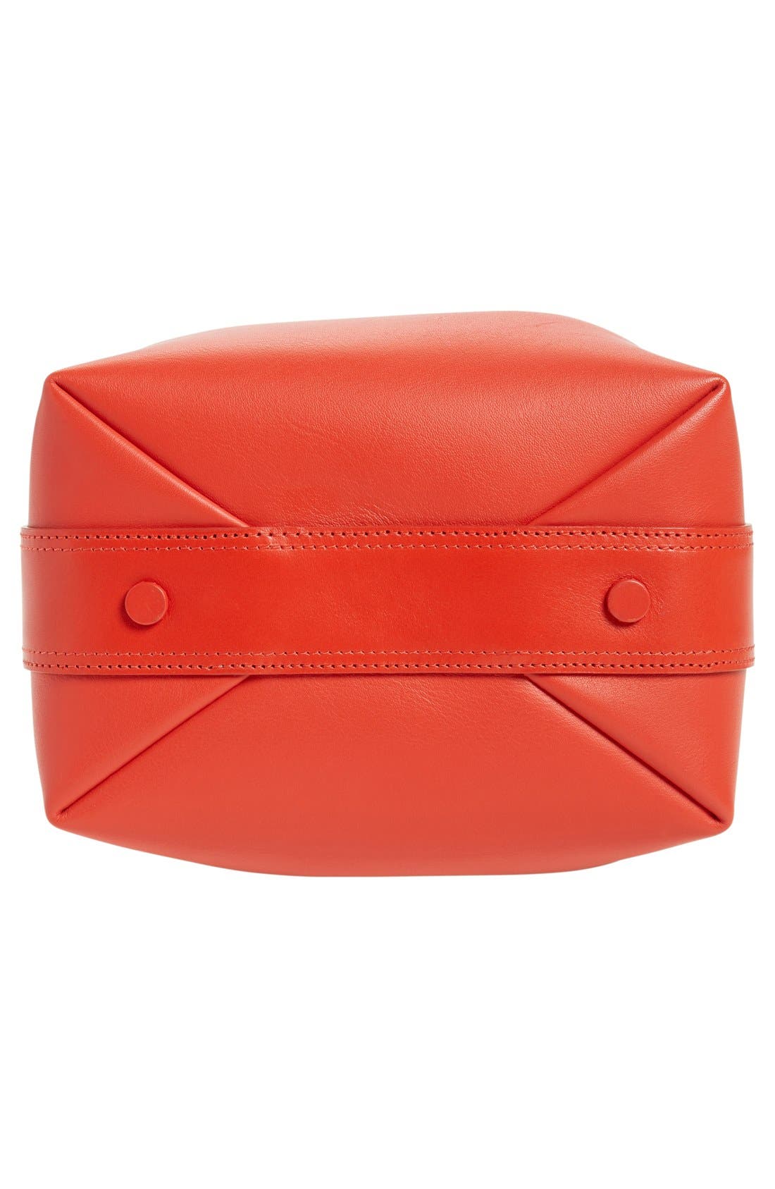 'Mini Quill' Leather Bucket Bag, Alternate, color, CHERRY