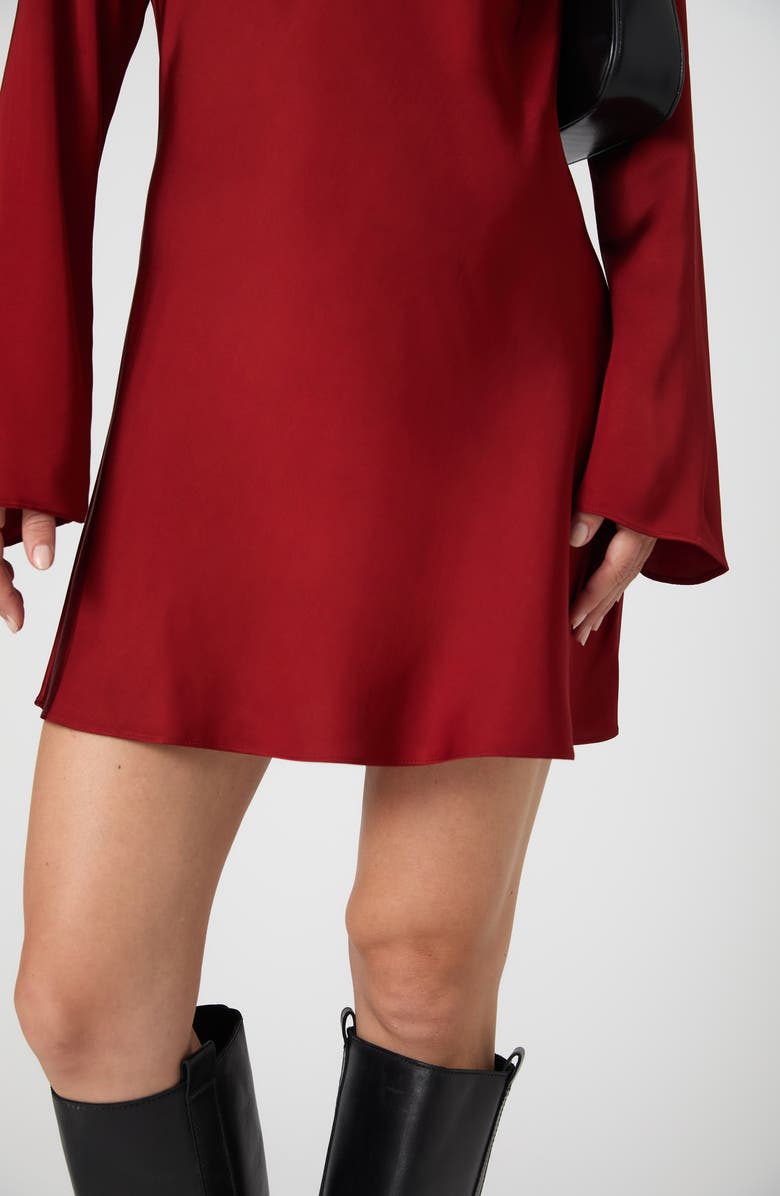 French Connection Ennis Long Sleeve Satin Minidress, Alternate, color, 60-Wine
