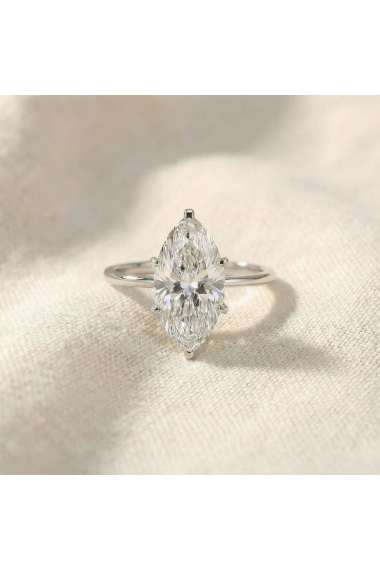 3Ct Gold Certified Lab Grown Marquise Diamond Engagement Ring, Alternate, color, 14k White Gold