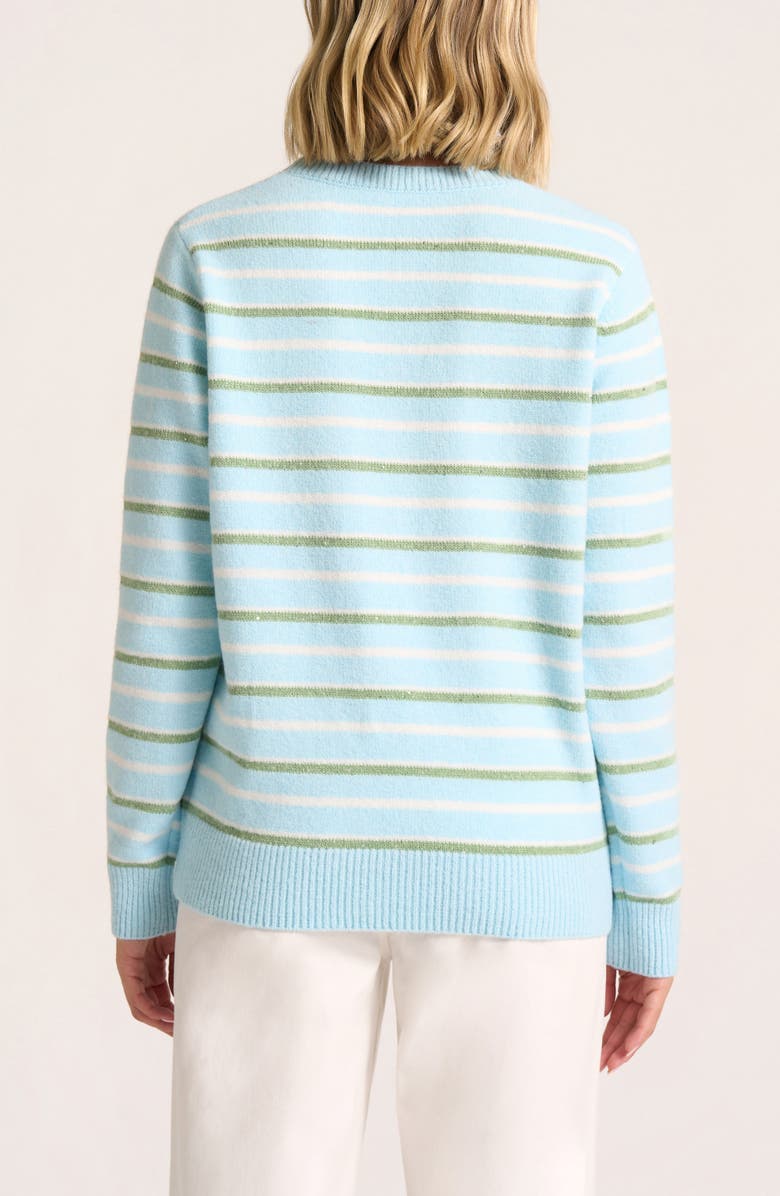 matty m. Sophia Stripe Sweater, Alternate, color, Sky/ Sage