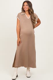 PinkBlush Collared Stitch Detail Short Sleeve Midi Dress