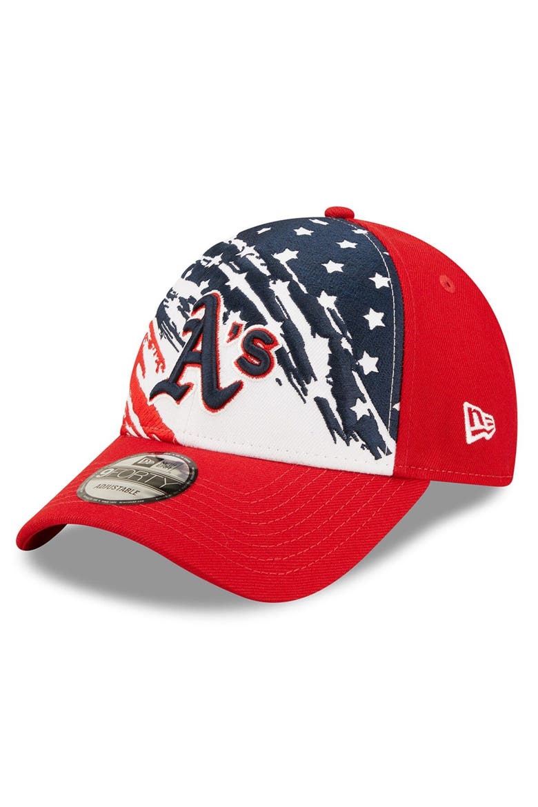 Men's New Era Red Oakland Athletics 2022 4th of July 9FORTY Snapback Adjustable Hat, Main, color, Red
