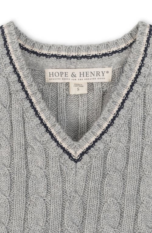 Hope & Henry Kids' Organic V-neck Cable Sweater Vest In Gray