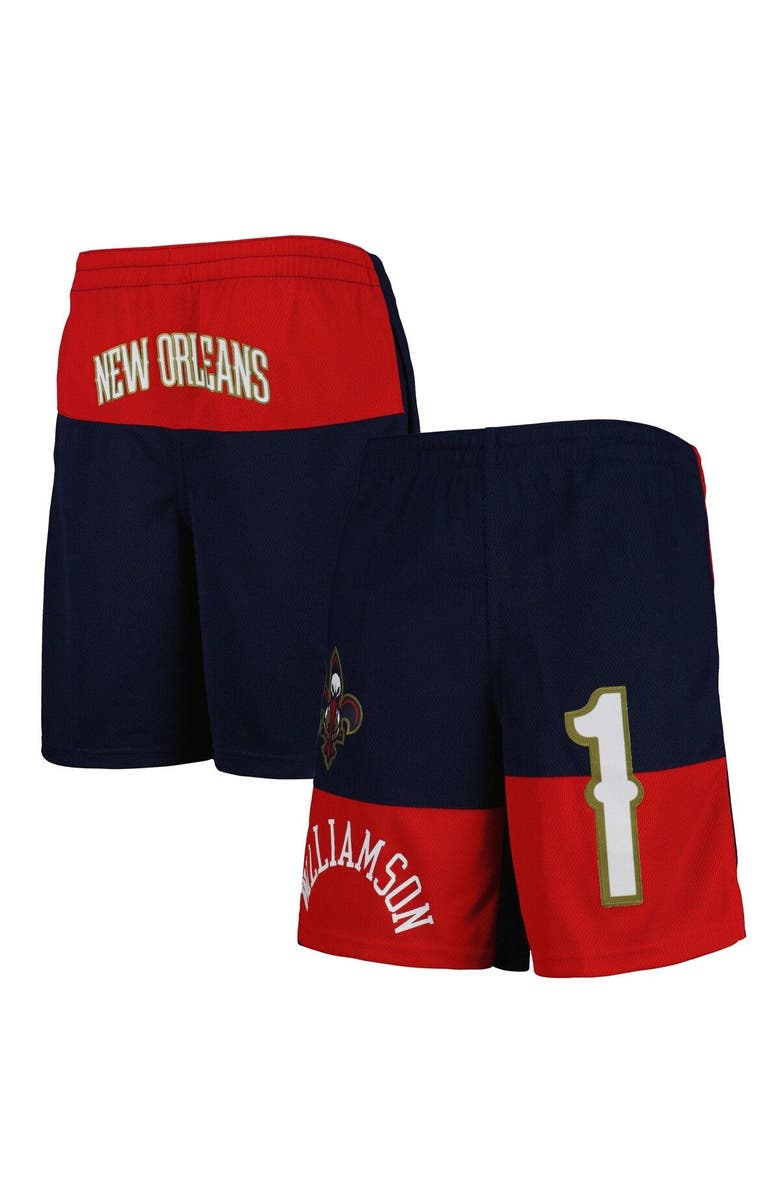 Outerstuff Youth Zion Williamson Navy New Orleans Pelicans Pandemonium Name & Number Shorts, Main, color, 