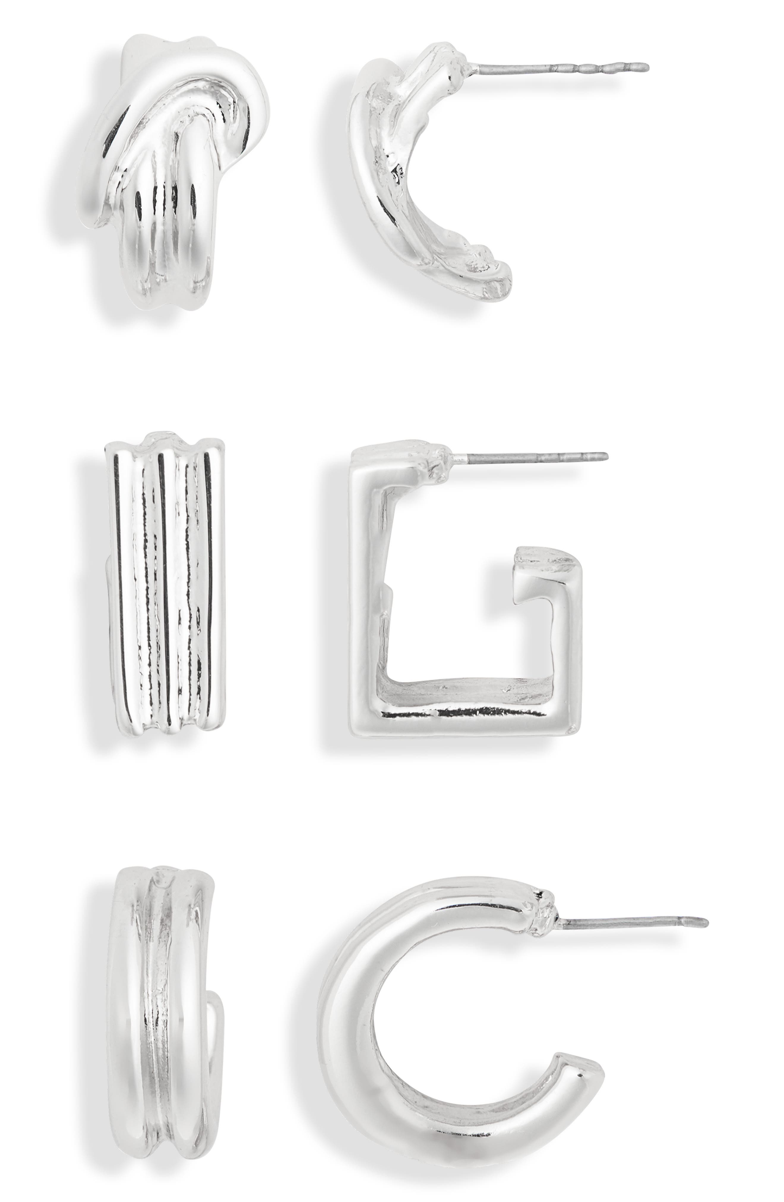 NORDSTROM RACK 3-Pack Geo Assorted Hoop Earrings