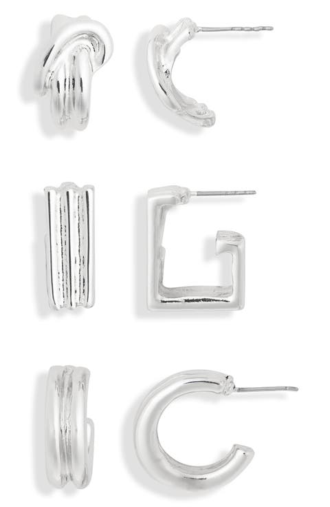 3-Pack Geo Assorted Hoop Earrings