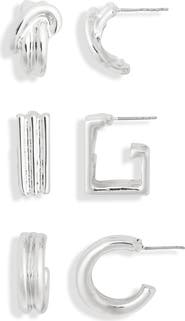 NORDSTROM RACK 3-Pack Geo Assorted Hoop Earrings