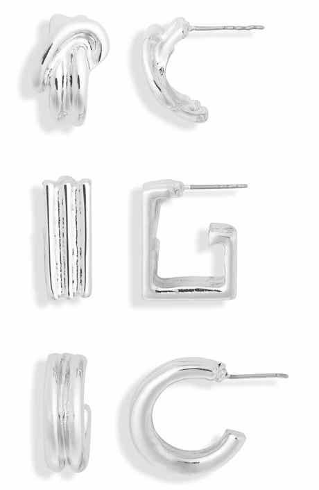 NORDSTROM RACK 3-Pack Geo Assorted Hoop Earrings