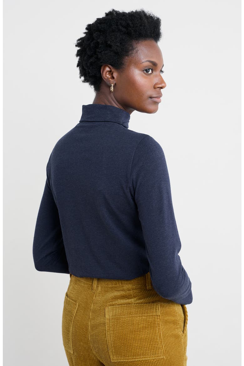 Landing Turtleneck Stretch Organic Cotton Top, Alternate, color, MARITIME