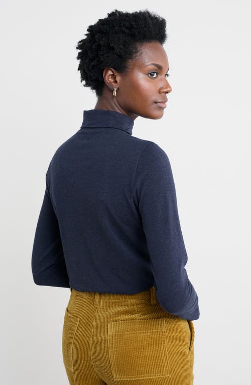 Seasalt Cornwall Landing Turtleneck Stretch Organic Cotton Top In Blue